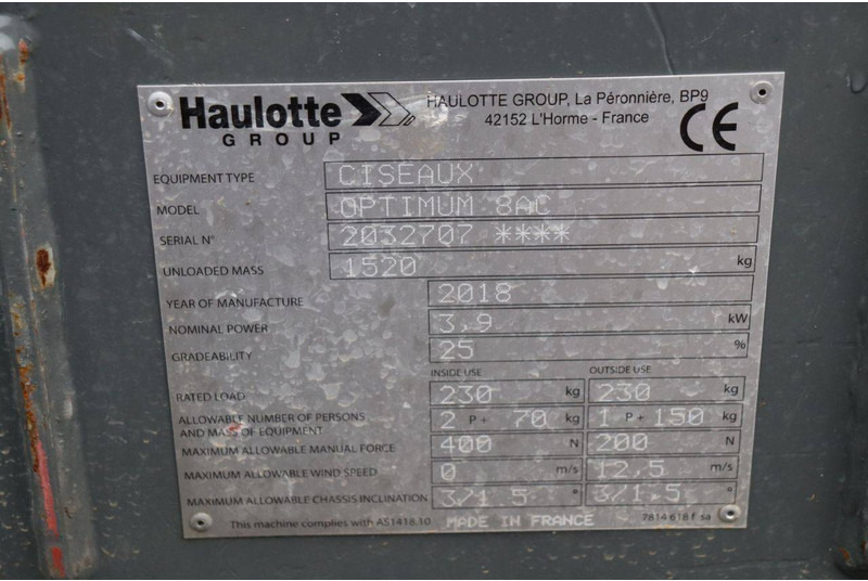 Scherenbühne Haulotte OPTIMUM 8AC: das Bild 19 Scherenbühne Haulotte OPTIMUM 8AC: das Bild 19