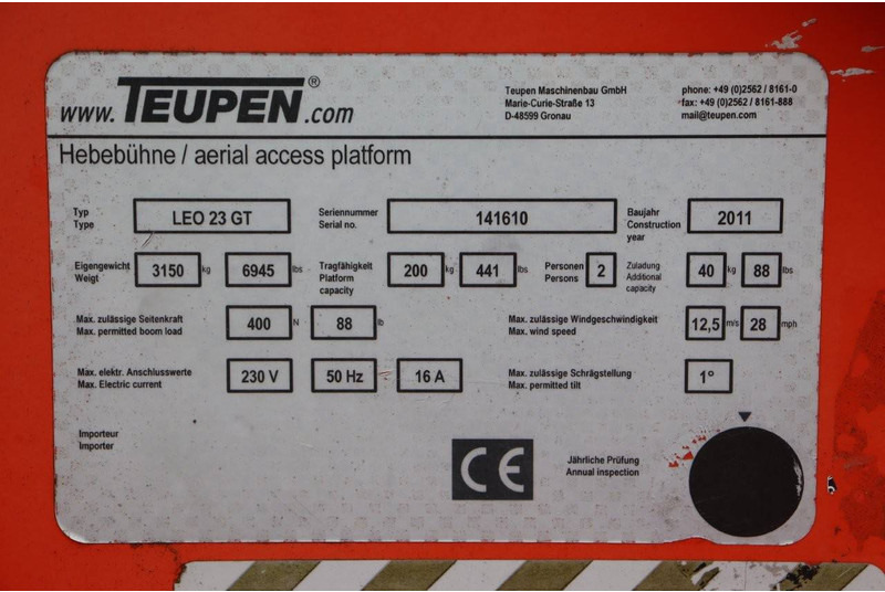 Gelenkarmbühne Teupen LEO23GT: das Bild 20 Gelenkarmbühne Teupen LEO23GT: das Bild 20